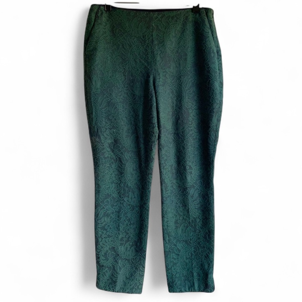 Boden Lydia Dark Green Lace Navy Blue Ankle Pants Size 8